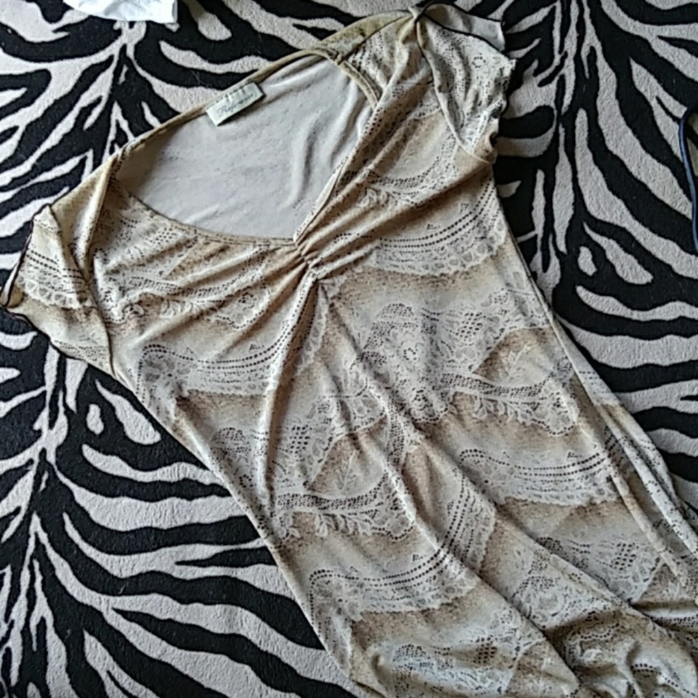 Y2K Beige Sparkle Dress